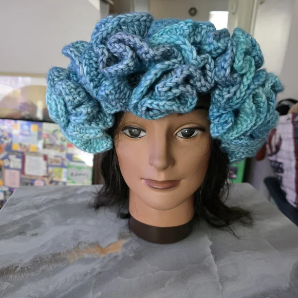 Blue Croceht Ruffle Hat - Picture 2 of 5